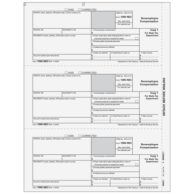 BNEC105 - 1099-NEC Non-Employee Compensation - Payer State Copy 1