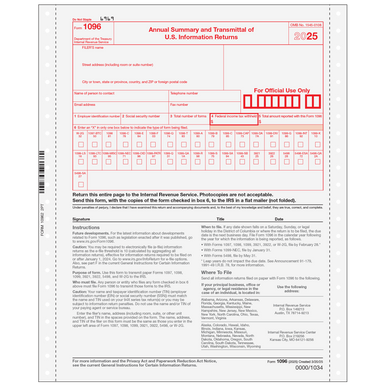 Form 1096 1096052 Annual Summary of Information Returns