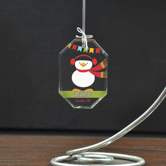 This cute penguin ornament is personalized with a first name.