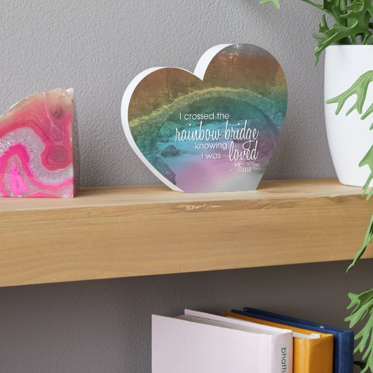 personalized rainbow bridge heart plaque from pet tells you they were loved