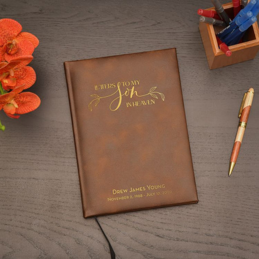 Rustic Brown leatherette journal for loss of son