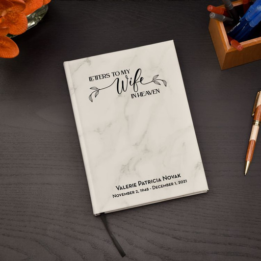 White marble leatherette journal for loss of wife