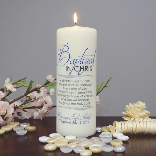 Baptized In Christ Personalized Candle