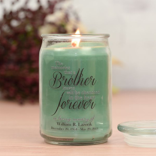 Forever My Brother Memorial Jar Candle in Eucalyptus Scent