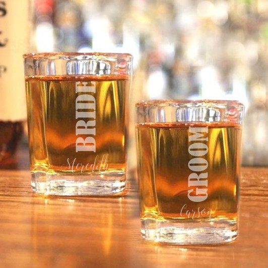 Personalized Bride & Groom Shot Glasses