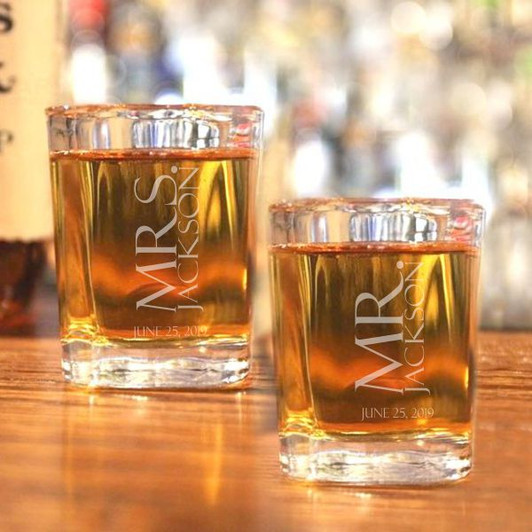 Mr. & Mrs. Personalized Shot Glass