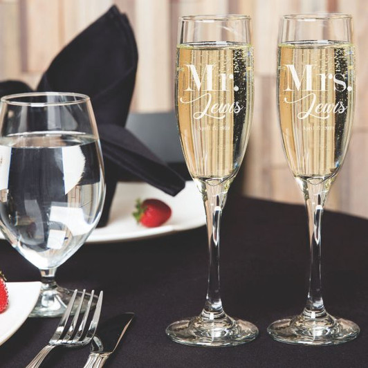 Mr. & Mrs. Champagne Flutes Personalized