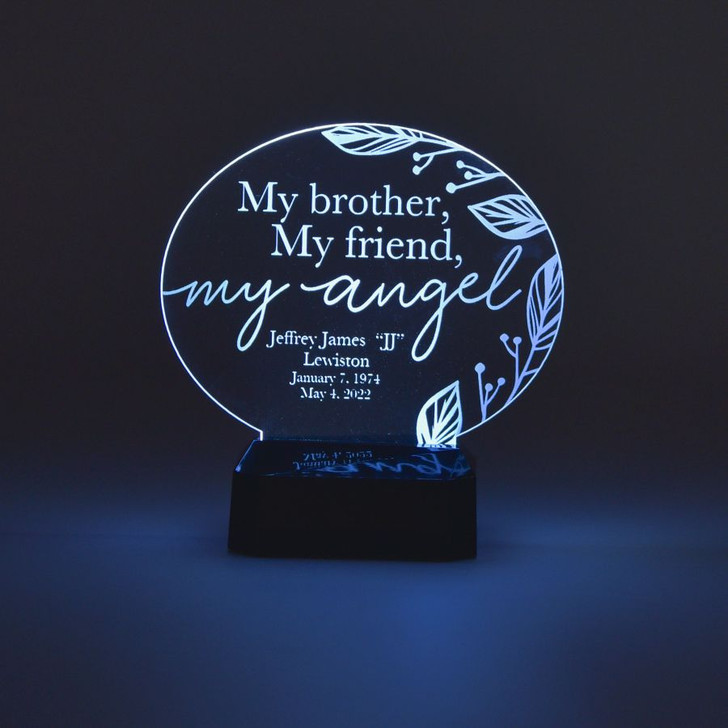 My Brother, My Angel Personalized Memorial LED Sign with white light