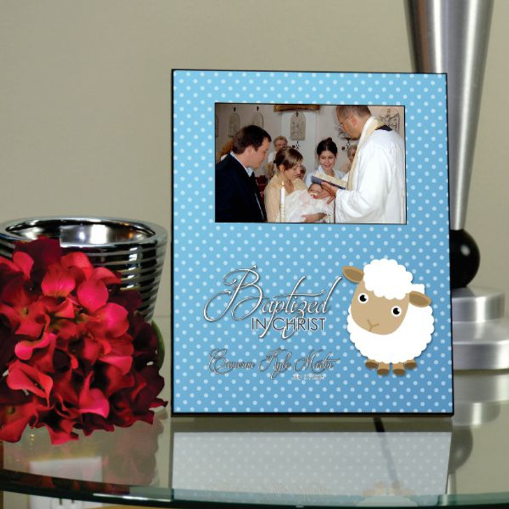 Baptized in Christ Blue Personalized Picture Frame