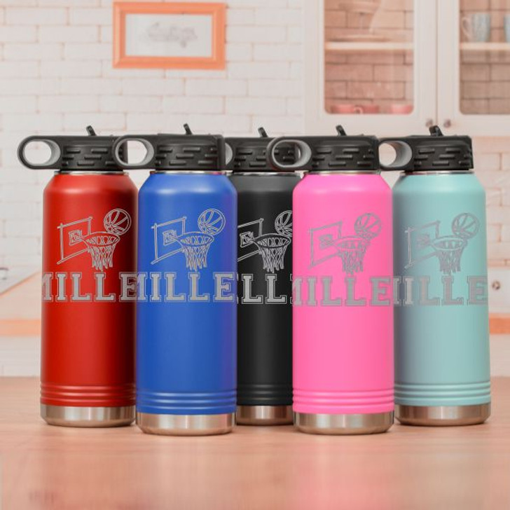 Personalized Basketball Water Bottle Comes in 5 Colors