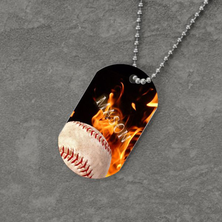 Feel the Fire Baseball Dog Tag