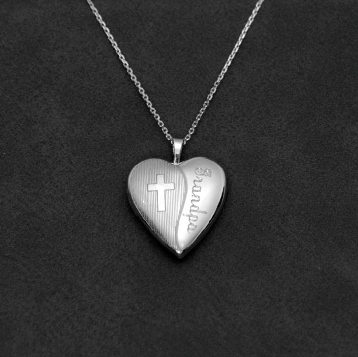 Personalized Memorial Heart Locket with Cross