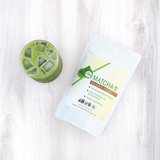 Culinary Grade Matcha 100g bag with drink