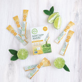 Aiya's MATCHA+ AWAKE™ product box with sticks and limes