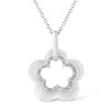 Matte Finished .925 Sterling Silver Diamond Accent Double Flower Shape 18" Satin Finished Pendant Necklace (I-J Color, I1-I2 Clarity)