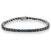 Black Rhodium Plated .925 Sterling Silver 1.0 Cttw Diamond Miracle Tennis Bracelet (Enhanced Blue Color, I3 Clarity) - 7"