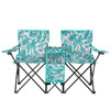 Portable Outdoor 2-Seat Folding Chair with Removable Sun Umbrella Pineapple