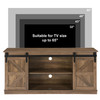 58" Farmhouse TV Stand and Entertainment Center for Televisions up to 65 Inchs,with Sliding Barn Doors and Storage Cabinets,Natural Brown
