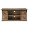 58" Farmhouse TV Stand and Entertainment Center for Televisions up to 65 Inchs,with Sliding Barn Doors and Storage Cabinets,Natural Brown