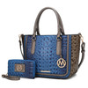 MKF Collection Bonnie Faux Crocodile Embossed Vegan Leather Women Satchel with Wallet Bag by Mia K