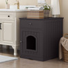 Wooden Pet House Cat Litter Box Enclosure with Drawer, Side Table, Indoor Pet Crate, Cat Home Nightstand