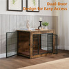 Dog Crate Furniture with Cushion, Wooden Dog Kennel Furniture, Heavy Duty Dog Cage, 32" Dog Kennel with Double Doors, Dog Crates for Small/Medium Dogs, Rustic Brown, M