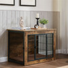 Dog Crate Furniture with Cushion, Wooden Dog Kennel Furniture, Heavy Duty Dog Cage, 32" Dog Kennel with Double Doors, Dog Crates for Small/Medium Dogs, Rustic Brown, M