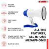 5 Core Megaphone Bull Horn 30W Loud Speaker 800 Yards Range Rechargeable Portable USB Bullhorn w Recording Volume Control Siren Noise Maker for Kids and Adults for Cheerleading Football Safety Drills