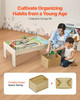 Train Table 84 Pieces Wooden Kids Activity Table with Collapsible Storage Bin