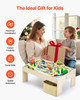 Train Table 84 Pieces Wooden Kids Activity Table with Collapsible Storage Bin