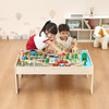 Train Table 84 Pieces Wooden Kids Activity Table with Collapsible Storage Bin