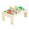Train Table 84 Pieces Wooden Kids Activity Table with Collapsible Storage Bin