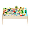 Train Table 84 Pieces Wooden Kids Activity Table with Collapsible Storage Bin