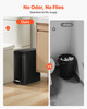VEVOR Slim Bathroom Trash Can, 11.4 x 5.71 x 10.7 Inch Small Bedroom Trashcan with Step Pedal & Soft Close Lid, 6L Steel Garbage Can with Detachable Inner Bin, for Kitchen, Home, Dorm, Office, Black