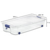66 Quart Clear Underbed Storage Container with Latch Lid and Wheels, Blue