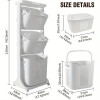 Modern Upgraded 3-Tier Rolling Laundry Basket Large Capacity Divided Movable Laundry Hamper Home Storage Organizer for Laundry Room Bathroom Decor Accessories Clothes Sorting and Storage