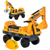 Qaba Multi-functional Construction Ride-On Excavator Digger Toy, Bulldozer with Storage, Light, Music, Yellow