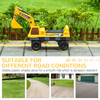 Qaba Multi-functional Construction Ride-On Excavator Digger Toy, Bulldozer with Storage, Light, Music, Yellow