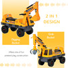 Qaba Multi-functional Construction Ride-On Excavator Digger Toy, Bulldozer with Storage, Light, Music, Yellow