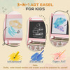Qaba Art Easel for Kids with Paper Roll, Blackboard, Whiteboard, Storage, Pink