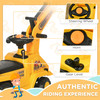 HOMCOM 3-in-1 Ride On Excavator Digger Scooter & Pulling Cart, Construction Pretend Play Toy for Kids