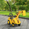 HOMCOM 3-in-1 Ride On Excavator Digger Scooter & Pulling Cart, Construction Pretend Play Toy for Kids