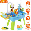 3 In 1 Kitchen Sink Toy with Electric Faucet Water Table Fishing Game Role Play Sink Set Indoor Outdoor for Kids Aged 3+ Years Old GPCT5464