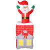 Outsunny 7FT Christmas Inflatable Santa in Chimney Up and Down, Blow Up Decoration with Built-in LED Lights for Indoor Party