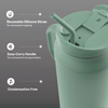 Stainless Steel Basin Travel Mug with Silicone Straw 30 oz, Sage