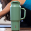 Stainless Steel Basin Travel Mug with Silicone Straw 30 oz, Sage