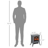 HOMCOM Electric Fireplace Heater, Freestanding Fireplace Stove with Realistic Logs and Flame Effect, 750W/1500W, Gray