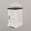 HOMCOM Farmhouse End Table with Storage, Side Table with Charging Station and USB Ports for Living Room, Distressed White