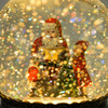 HOMCOM Lighted Christmas Snow Globe with Swirling Glitter, Battery Operated Musical Snow Globe for Holiday, Bronze