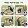 PawHut 37 Inch Modern Cat Tree w/ Wooden Scratching Posts, Condo, Beds, Cushions, Toy Balls & Anti-Tip Kit